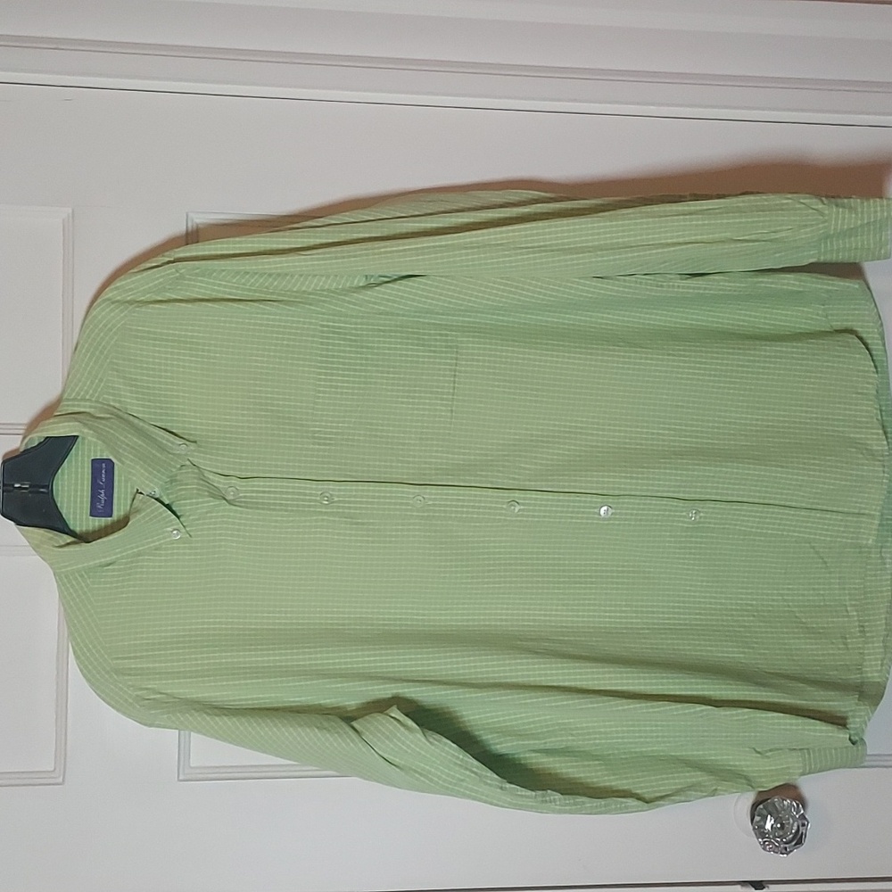 Ralph Lauren Purple Label Men's Green  Gingham Made In Italy Button Down SZ L
